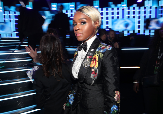 Janelle Monáe attends the 60th annual Grammy Awards at Madison Square Garden in New York City on Jan. 28, 2018. (Christopher Polk/Getty Images for NARAS)